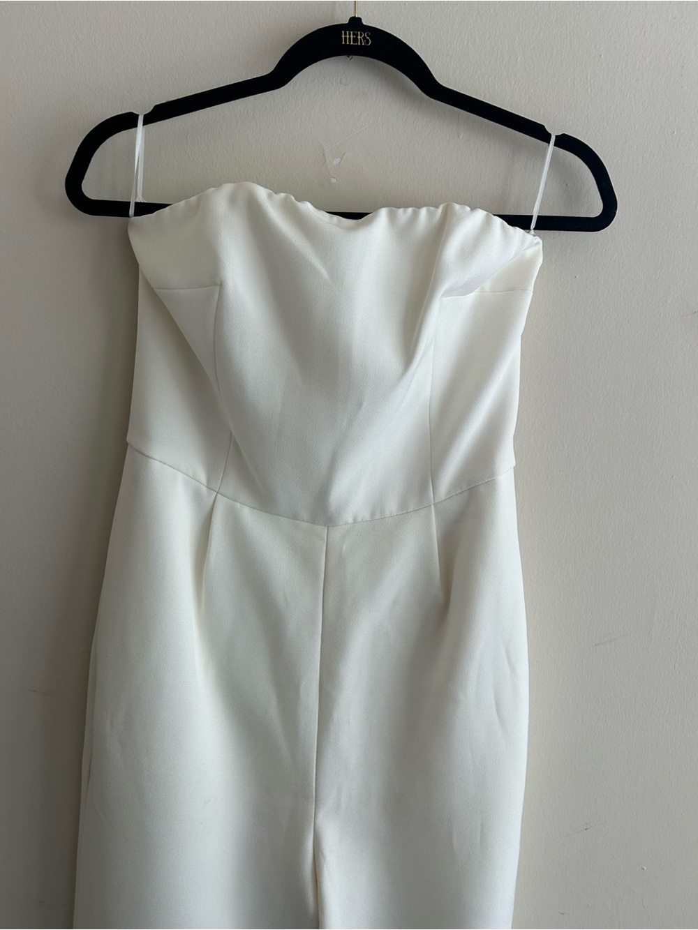 Elegant Classy Express Strapless Cream Jumpsuit